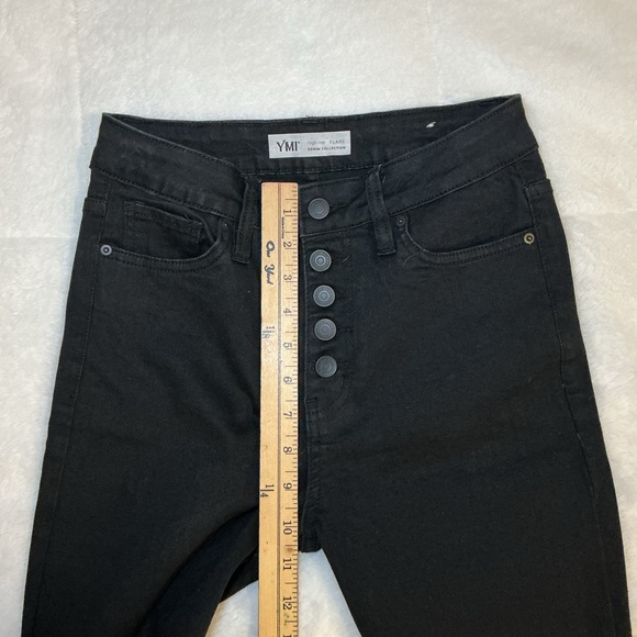 YMI Black Flare Jeans with Button Front - Picture 5 of 7